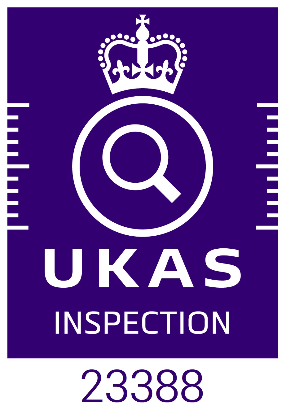 UKAS Accreditation Symbol white on purple Inspection